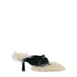 NEW BURBERRY women's step post heel sandals in green white